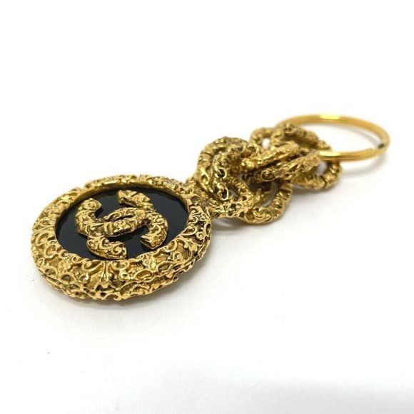 CHANEL Vintage charm Key ring brass Gold x Black - Picture 6 of 8